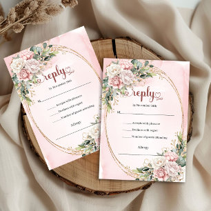 Stilvolle Roségold-Pastellrosa-Hochzeits-RSVP-Kart RSVP Karte