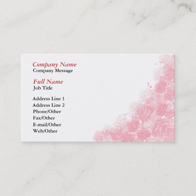 Stilvolle Roses Business Card Vorlage Visitenkarte (Vorderseite)