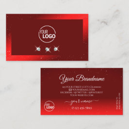 Stilvolle Rot-glänzende Diamanten-Logo Elegant Visitenkarte