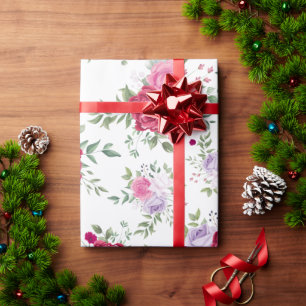 Stilvolle Rot- und Rosa-Blume Geschenkpapier