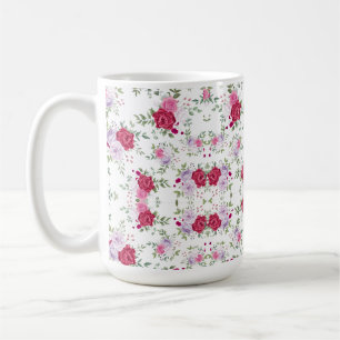 Stilvolle Rot- und Rosa-Blume Kaffeetasse