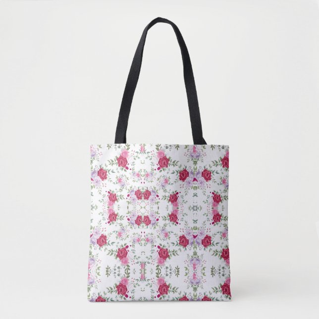 Stilvolle Rot- und Rosa-Blume Tasche (Vorderseite)
