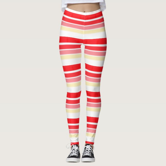 Stilvolle Rot- und Rosatmotive Leggings (Vorderseite)