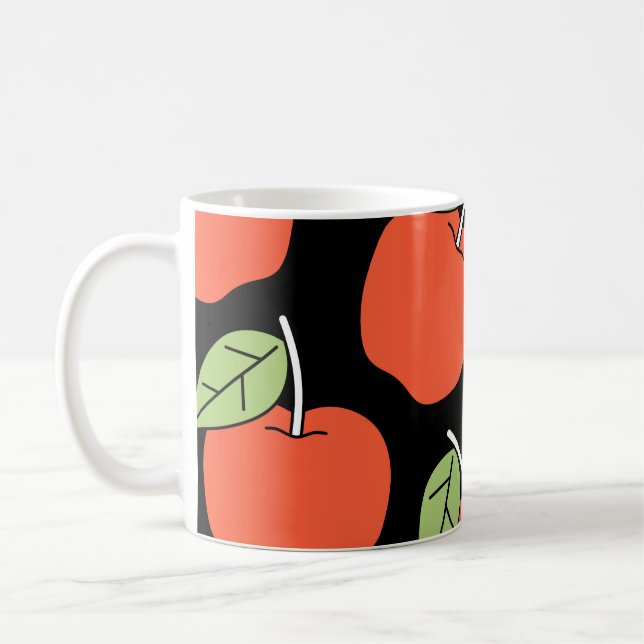 Stilvolle rote Äpfel: Helles Muster Kaffeetasse (Links)