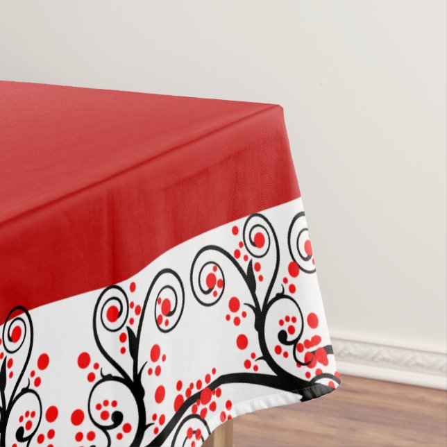 Stilvolle Rote Blüten Tischdecke (Beispiel)