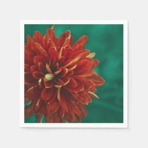 Stilvolle rote Chrysantheme-Blumen-Papierserviette Serviette