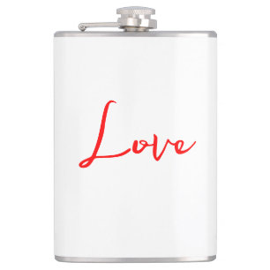 Stilvolle rote Kalligrafie Weiße Liebe Hochzeit Flachmann
