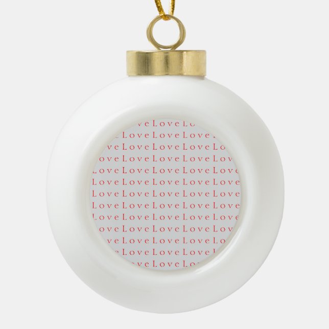 Stilvolle Rote Liebe Hochzeit Keramik Kugel-Ornament (Vorderseite)