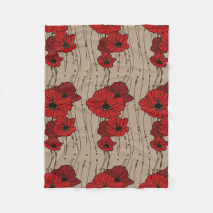 Stilvolle rote Mohnblumen-Fleece-Decke Fleecedecke