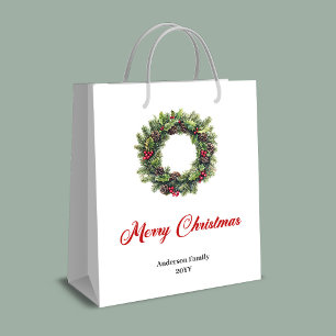 Stilvolle rote schwarze Tartan-Weihnachtsgeschenkt Mittlere Geschenktüte