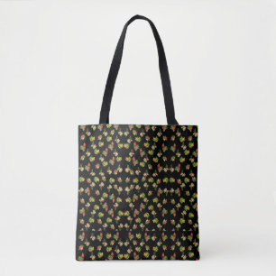 Stilvolle rote und rosa Wildblume auf schwarz Tasche