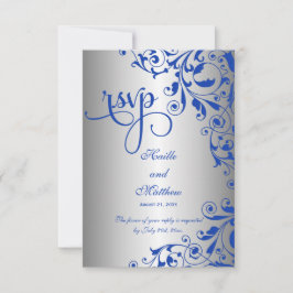 Stilvolle Royal Blue and Silver Wirbel UAWG RSVP Karte