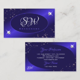 Stilvolle Royal Blue Glitzer Stars Diamonds Monogr Visitenkarte