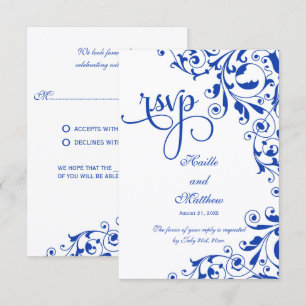 Stilvolle Royal Blue Wirbel UAWG RSVP Karte