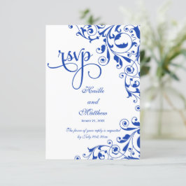 Stilvolle Royal Blue Wirbel UAWG RSVP Karte