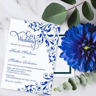 Stilvolle Royal Blue Wirbel Wedding Einladung