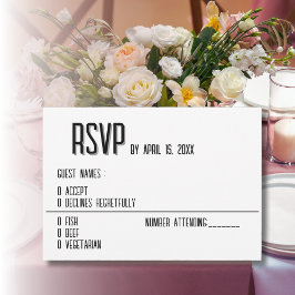 Stilvolle RSVP-Karte für Schwarz/Weiß-Hochzeit RSVP Karte