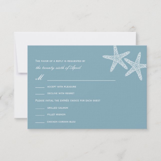 Stilvolle RSVP/Response Cards für Starfish Hochzei RSVP Karte (Vorderseite)