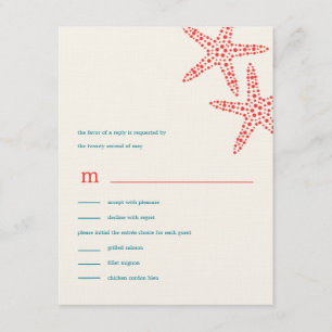 Stilvolle RSVP/Response Cards für Starfish Hochzei RSVP Karte
