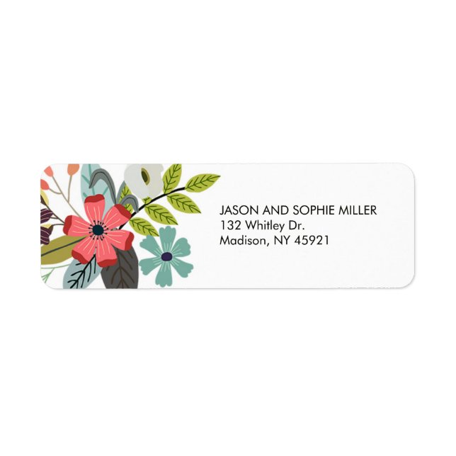 Stilvolle Rücksendeadresse Floral Bouquet (Vorne)