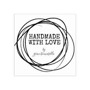 Stilvolle runde Kritzelei handgemacht mit Liebe Gummistempel