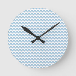 Stilvolle runde Uhr, blaue und weiße Chevronen Wanduhr