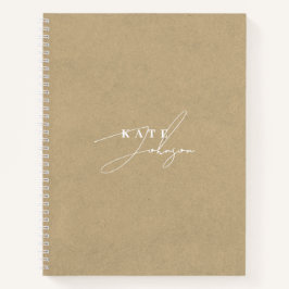 Stilvolle Rustic Kraft Signature Script Monogram Notizbuch
