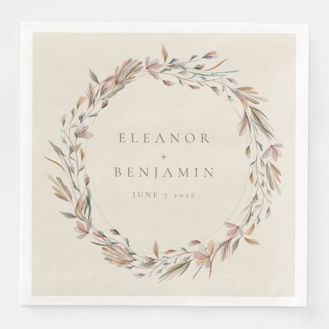 Stilvolle rustikale Groß-Botanische Braut Serviette (Vorderseite)