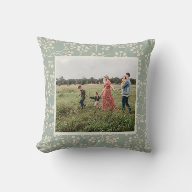 Stilvolle Sage Floral Modernes Bauernhaus Custom F Kissen (Vorderseite)