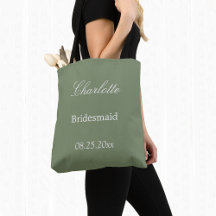 Stilvolle Sage Green Bridesmaid Tote Bag