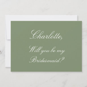 Stilvolle Sage Green Bridesmaid Vorschlagskarte Einladung