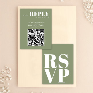 Stilvolle Sage Green RSVP Cards für Hochzeitsstich Karte