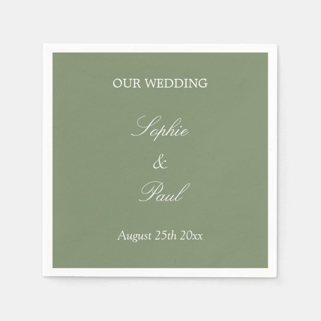 Stilvolle Sage Green Wedding Napkins Serviette (Vorderseite)
