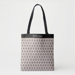 Stilvolle sakrale Geometrie auf beige und braun Tasche