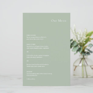 Stilvolle Salbeigrüne Moderne Hochzeitsmenü
