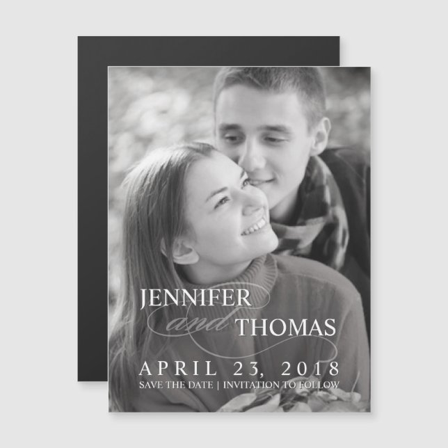 Stilvolle Save the Date Personalisierte Foto Hochz Magneteinladung (Vorne/Hinten)