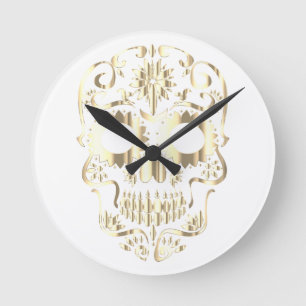 Stilvolle Schädeluhr Runde Wanduhr