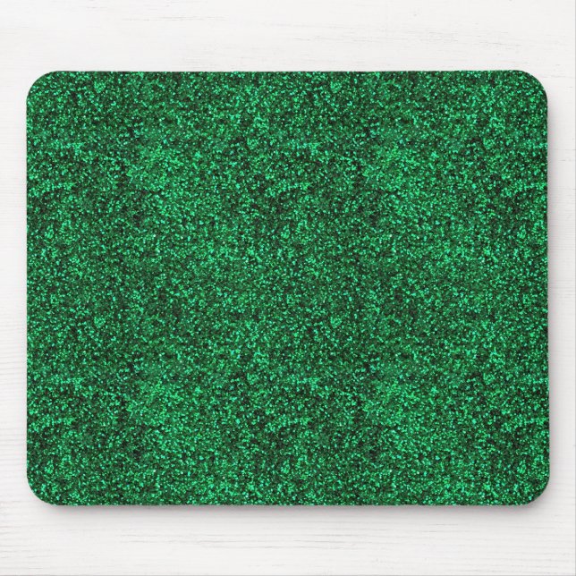 Stilvolle schillernde grüne Sequin-Glitzern Mousepad (Vorne)
