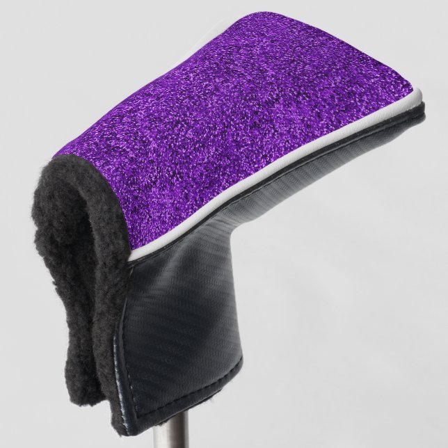 Stilvolle schillernde lila Sequin-Glitzern Golf Headcover (3/4 Vorderseite)