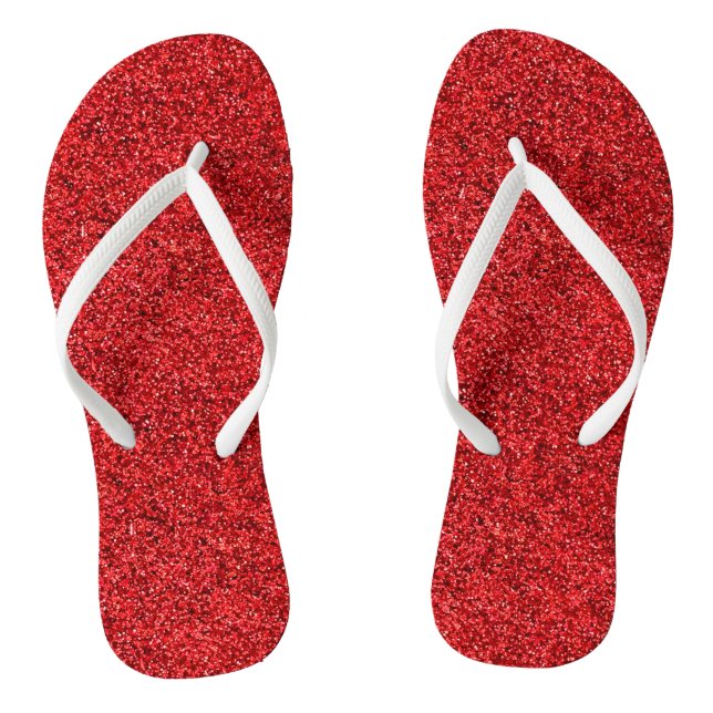Stilvolle schillernde rote Sequin-Glitzern Flip Flops (Fußbett)