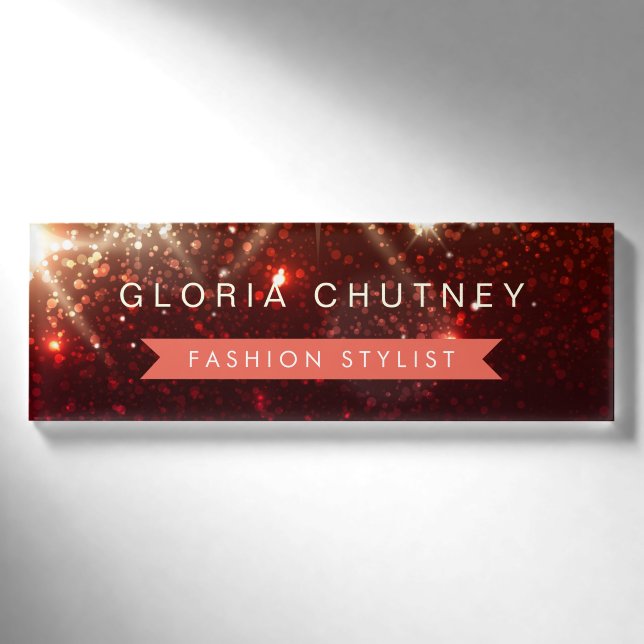 Stilvolle Schimmer-Glamour-GoldGlitzer-Glitzern Namenschild (Vorderseite)