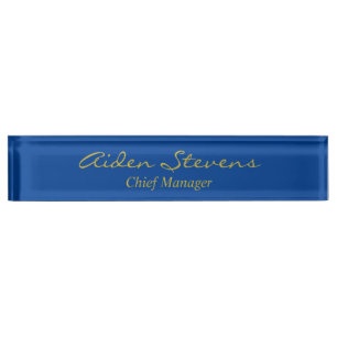 Stilvolle Schlichte Deep Blue Gold Farbe Minimalis Namensplakette