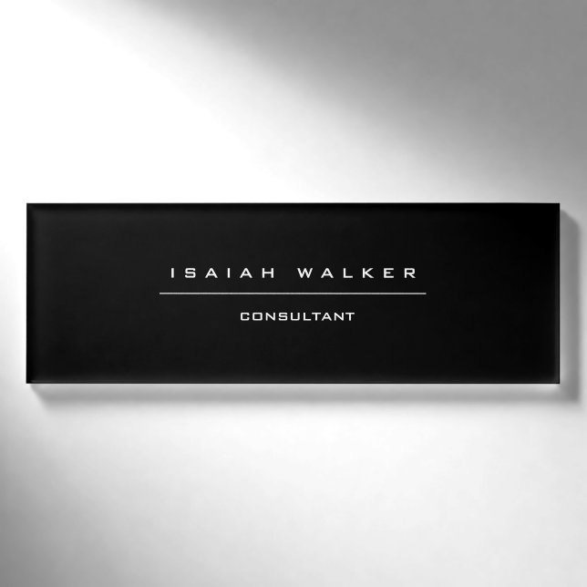Stilvolle Schlichte, einzigartige Special Black &  Namenschild (Vorderseite)