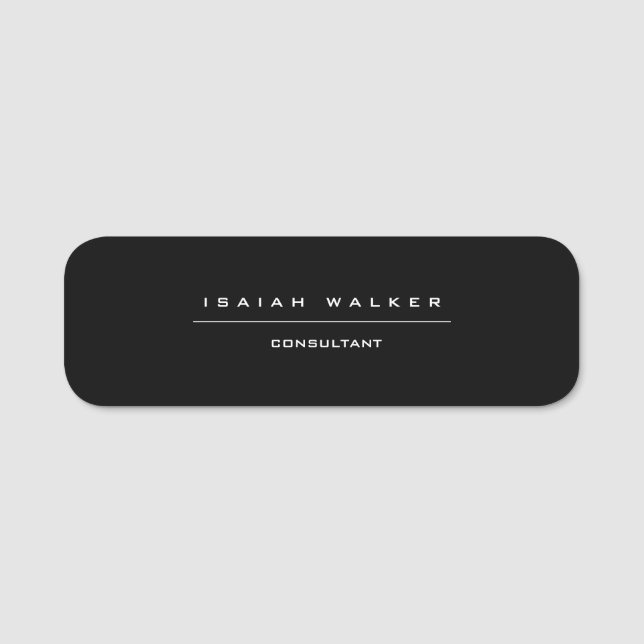 Stilvolle Schlichte, einzigartige Special Black &  Namensschild (Vorderseite)