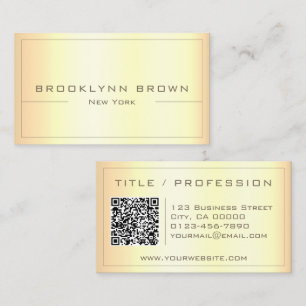 Stilvolle, schlichte goldene Farbe mit QR-Code Visitenkarte
