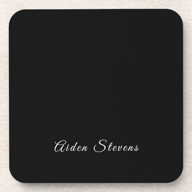 Stilvolle Schlichte Schwarz/Weiß-Minimalistische B Getränkeuntersetzer (Vorderseite)