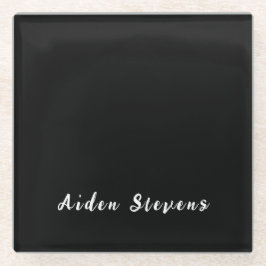 Stilvolle Schlichte Schwarz/Weiß-Minimalistische B Glasuntersetzer