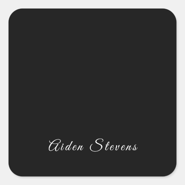Stilvolle Schlichte Schwarz/Weiß-Minimalistische B Quadratischer Aufkleber (Vorderseite)