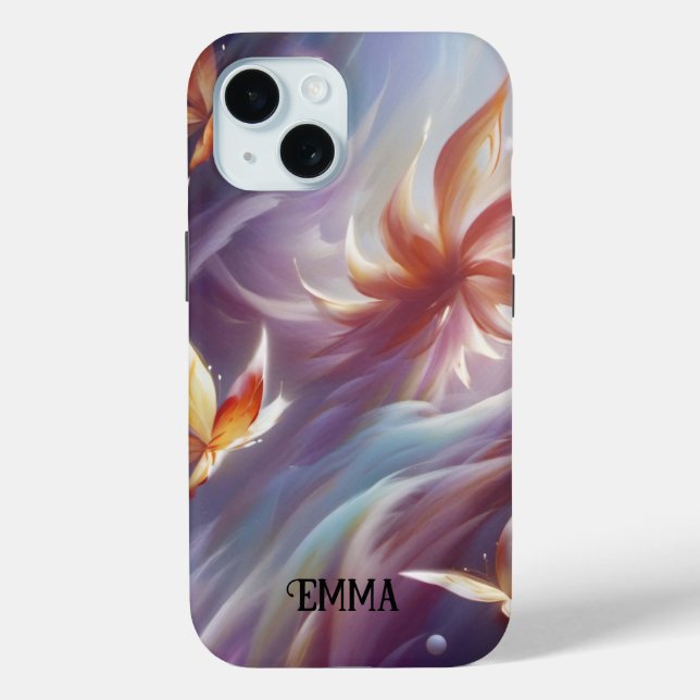 Stilvolle Schmetterlinge und Blume Individuelle Na Case-Mate iPhone Hülle (Rückseite)