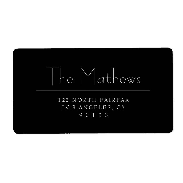 Stilvolle Schrift | Schwarz-Weiß-Rücksendeadresse (Vorne)